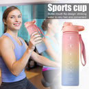 1000ml Sports Water Bottle with Time Marker Outdoor Fitness Cups (Pink) Newly