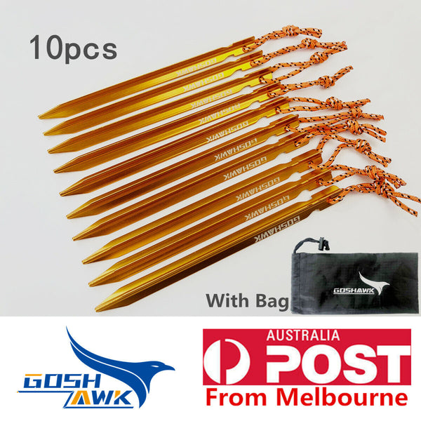Goshawk 10 Pcs 18cm Aluminum Alloy Outdoor Camping Trip Tent Peg Ground Nail