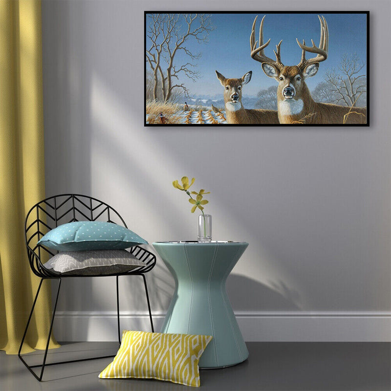5D Full Round Drill Diamond Painting Kit Deer Snow House Decor for Adults