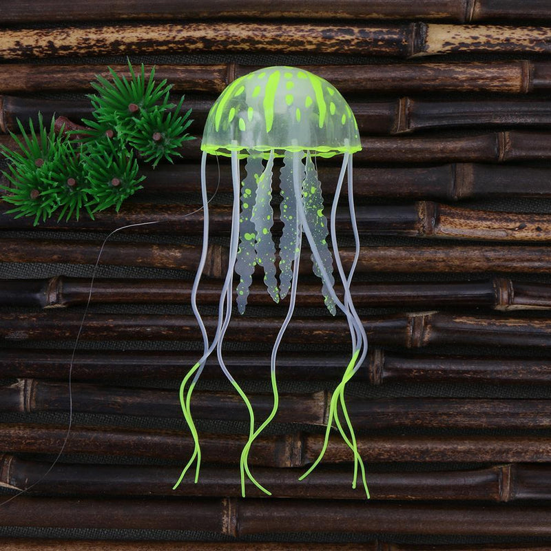Simulation Artificial Jellyfish Glowing Aquarium Fish Tank Decor(Yellow)
