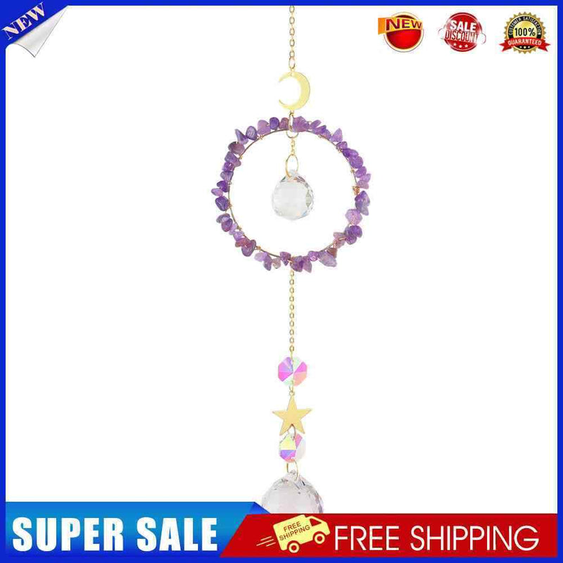 #A Crystal Diamond Prisms Hanging Curtain Chaser Light Catcher Moon Star Pendant