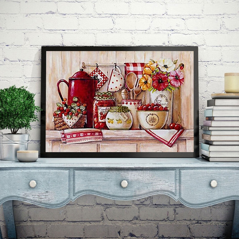 5D DIY Diamond Painting Kits Full Square Drill Kitchenware Mosaic Wall Drawin