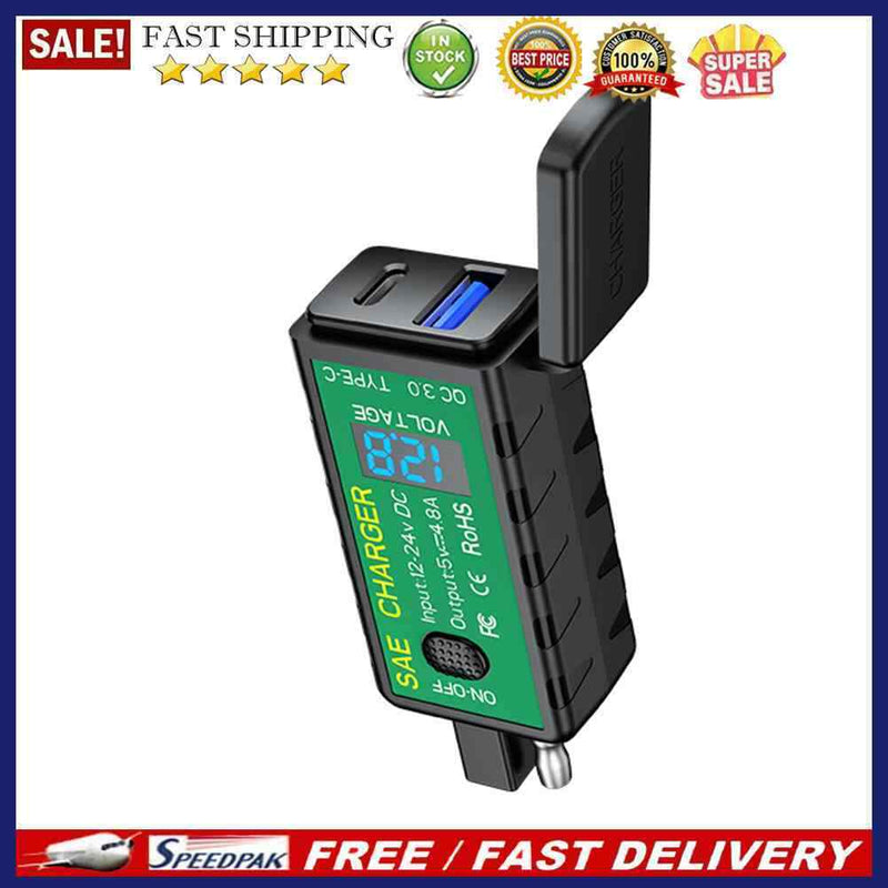 Dual USB Motorcycle Charger SAE to USB Fast Charging Adapter for Cell Phone