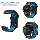 Soft Silicone Sport Band for Garmin Fenix 7/6 Pro/5 22mm Strap (Black Blue)