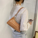 PU Alligator Pattern Underarm Bag Women Retro Solid Color Handbag (Khaki)