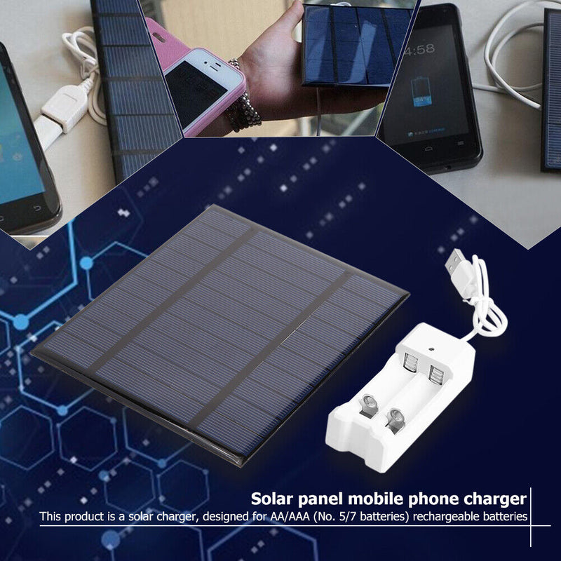 2.5W 5V USB Solar Battery Charger + AAA AA Rechargeable Battery Charger Newly