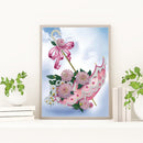 5D Diamond Painting Kit Flower Umbrella Partial Special Shape DIY Wall Art