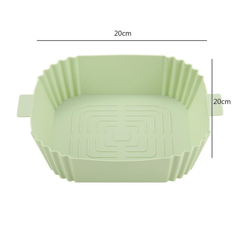 Square Cake Pan Non-stick Disk Air Fryers Tray for Home Kitchen Tool (Green)