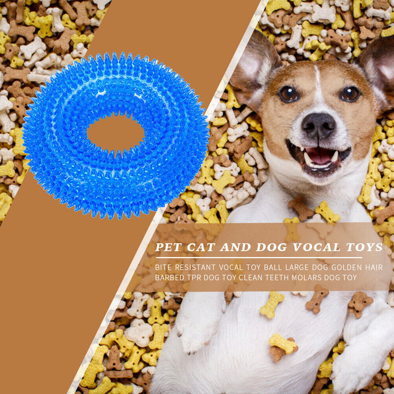 Bite Resistant Large Golden Retriever Circle Ring Thorn Molar Ball (L Blue)