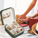 Portable Jewelry Storage Box Earrings Necklace Display Case (Army Green)