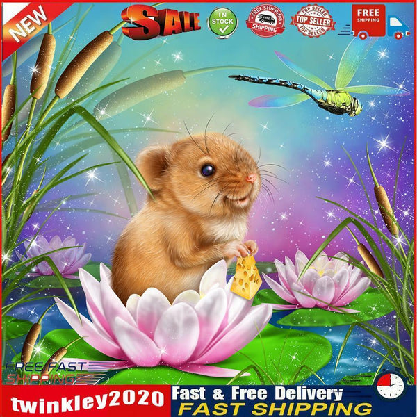 5D DIY Diamond Painting Mouse Dragonfly Full Round Drill Embroidery Craft Newly