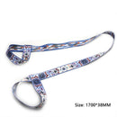 Printed Yoga Mat Strap Adjustable Shoulder Carry Stretch Belt (Blue White) Newly