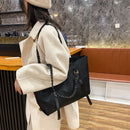 Women Shoulder Handbag Woven Strap Top-handle Bag Big Capacity Tote (Black)
