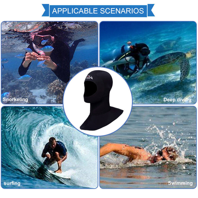 Keep Diving Scuba Diving Hood Shoulder Hat Snorkeling Swim Warm Cap (XL) Newly