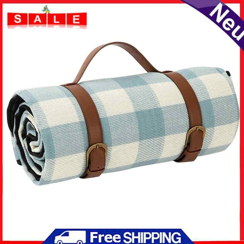 Waterproof Portable Camping Mat Blanket Foldable Leather Picnic Blanket Strap