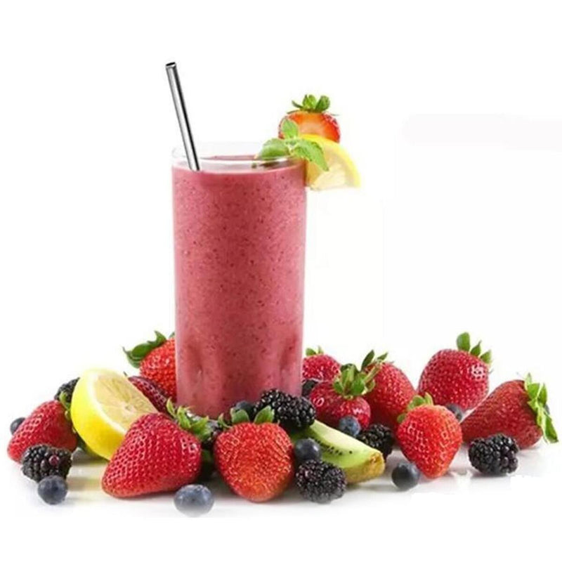 4X Straight Reusable Drinking Straws Steel Eco-Friendly w/ Brush`
