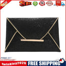Women Sequins Solid Color Envelope Bag Lady Square Clutch Purse (Black)