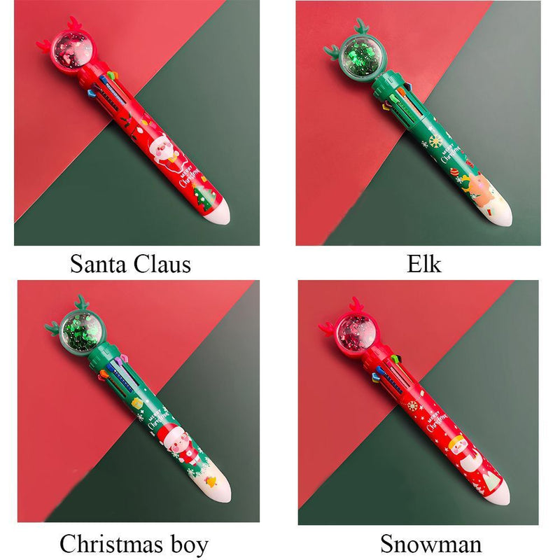 Elk Xmas Boy Ten Color Pen Stationery Christmas Ballpoint Pen Santa Claus