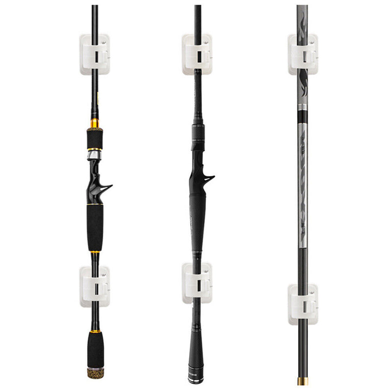 2pcs Wall Mounted Fishing Rod Racks Storage Clips Clamps Holder Rack Organi