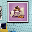 5D Diamond Painting Cookie Box Cat Full Round Mosaic Canvas Picture DIY Home Dec
