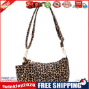 Women Leopard Print Zipper Shoulder Bag Mini Purse Composite Bag (Khaki)