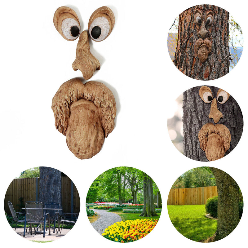 Old Man Tree Face Hugger, Funny Bark Facial Features Art Decor for Yard, Ga