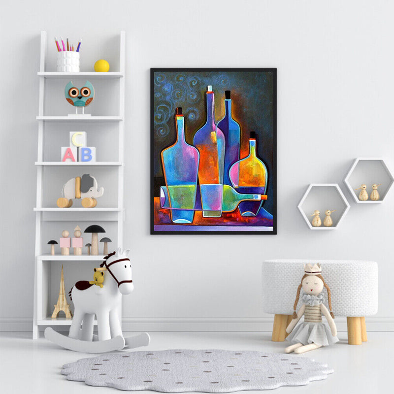 Oil Paint By Numbers Bottle Frameless Picture Craft Kit for Room Decoration