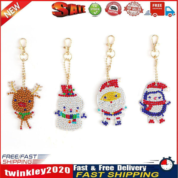 Christmas 5D Diamond Painting Special Shape Drilling Keychain Kits (T-10) Newly