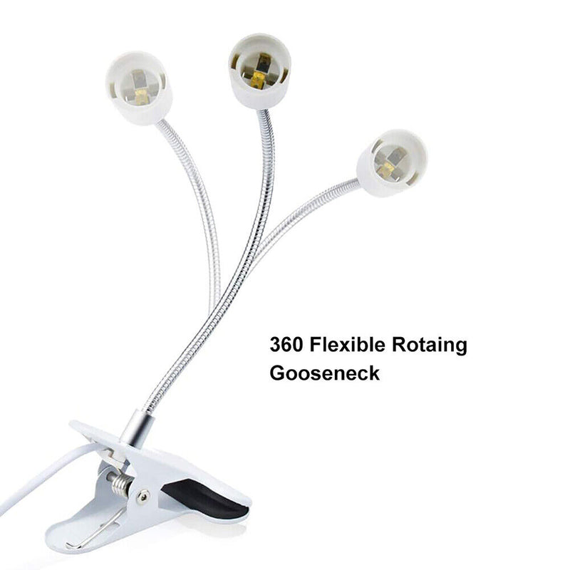 360 Degrees Flexible Lamp Holder E27 Base Light Socket Gooseneck Clip (2) Newly
