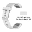 10x Silicone Band Keeper Loop for Garmin Fenix 6S Pro 6S 5S Plus 5S (White)
