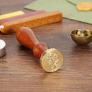 Plants Pattern Retro Sealing Stamp Wood Handle Metal Sealing Wax Stamp (F)