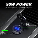 PD 45W USB 2 Ports Car Charger LED Voltmeter Quick Charge Phone Mini Adapter