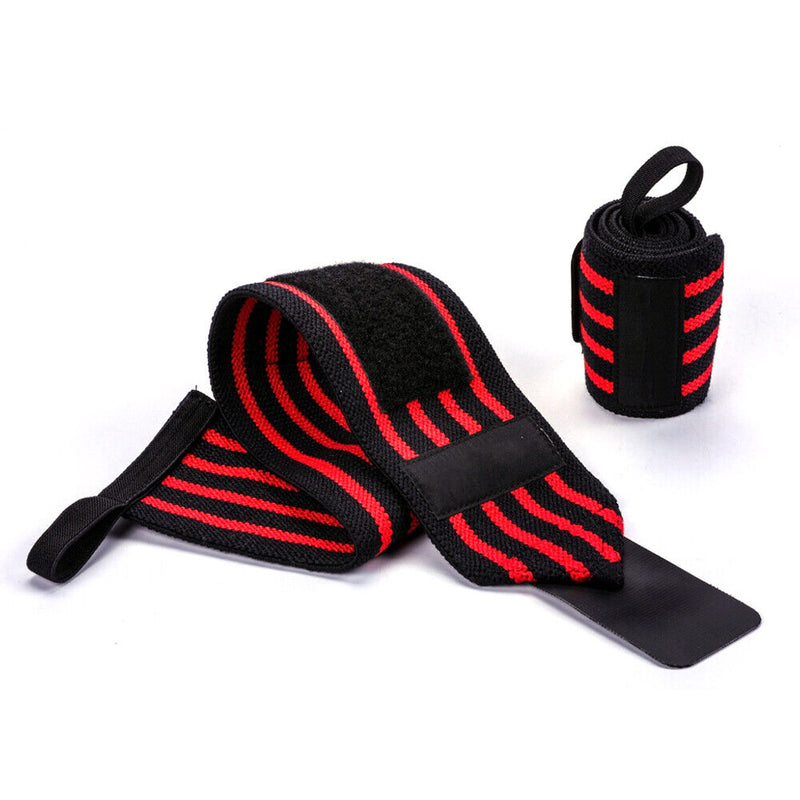 2pcs Sports Weightlifting Wrist Guard Strap Protective Wristband (Red) Newly