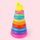 Early Educational Rainbow Tower Stack Circle Duck Ring Puzzle Pyramid (B) Newly