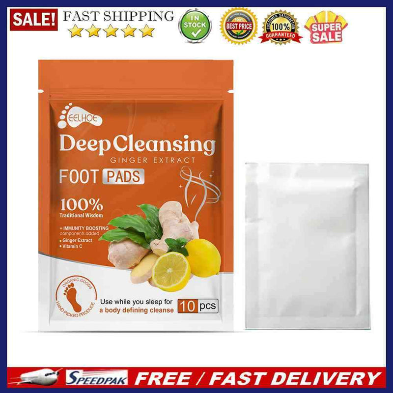 EELHOE 10 Packs Ginger Foot Patches Bamboo Vinegar Pads Adhesive Foot Care Tool