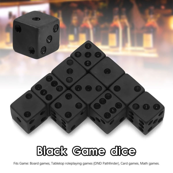 Dice Standard Six Sided Dices Set Non-printed Points Black Dice Game Accessory
