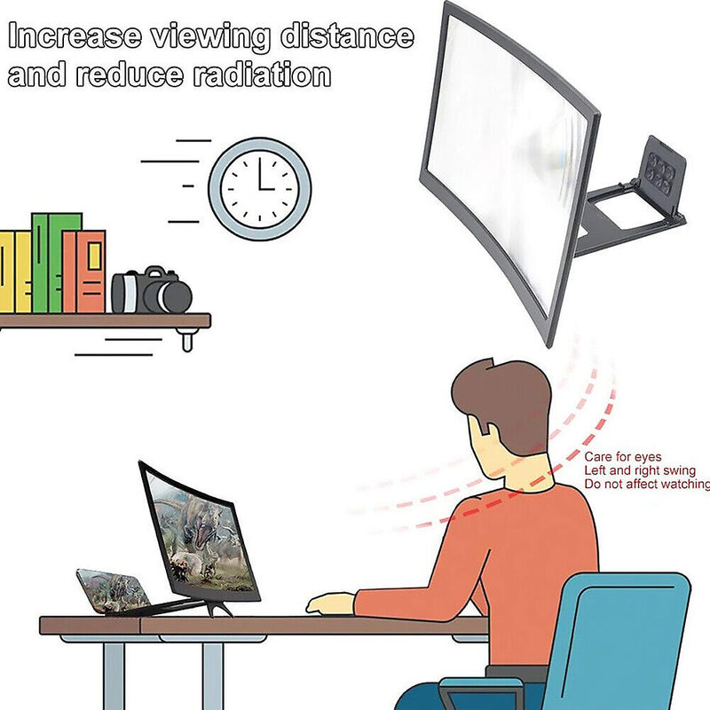 12"" Curved Mobile Phone Screen Amplifier Rack Movie Video Amplifying Holder
