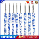 8x Blue Porcelain Plastic Handle Crochet Hooks Knitting Needles Sewing Tool