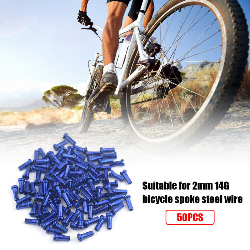 50pcs Mountain Bike Wheel Spoke Nipples for 14G 2mm Spokes MTB Bicycle Part