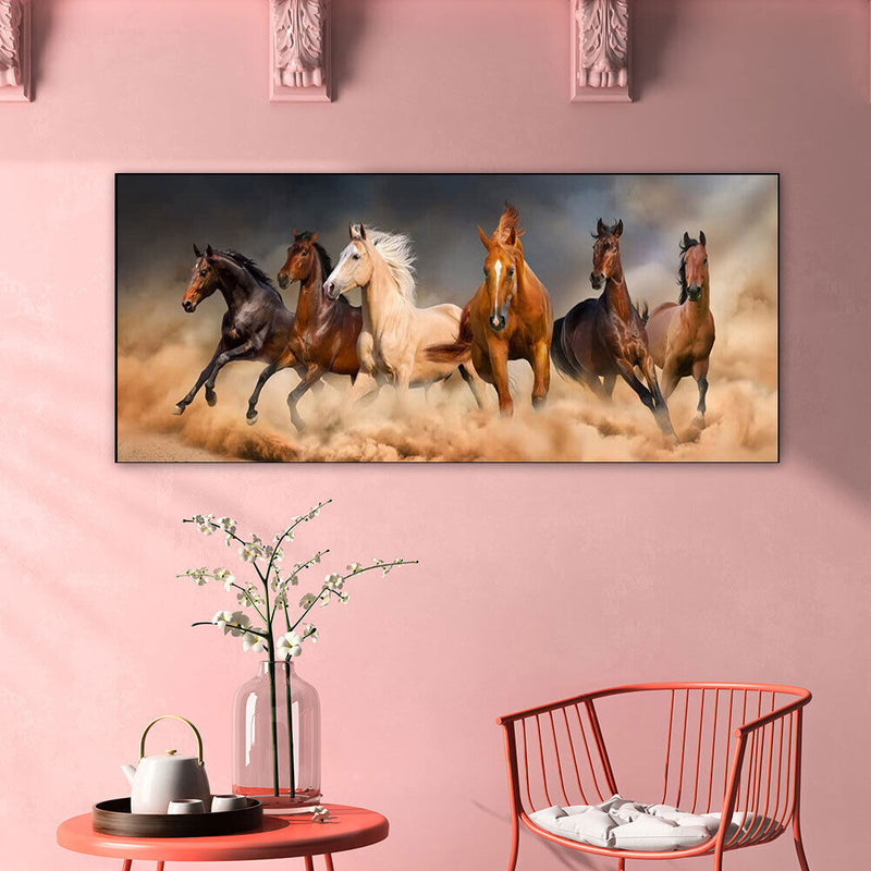 Galloping Horses Oil Paint By Numbers Kits Canvas Picture Wall Art DIY Craft Set