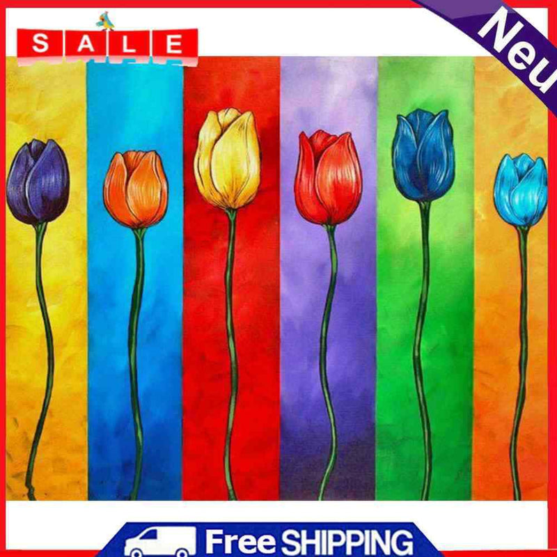 Full Round Diamond Painting Colorful Tulips DIY Handmade Wall Art Craft Gifts
