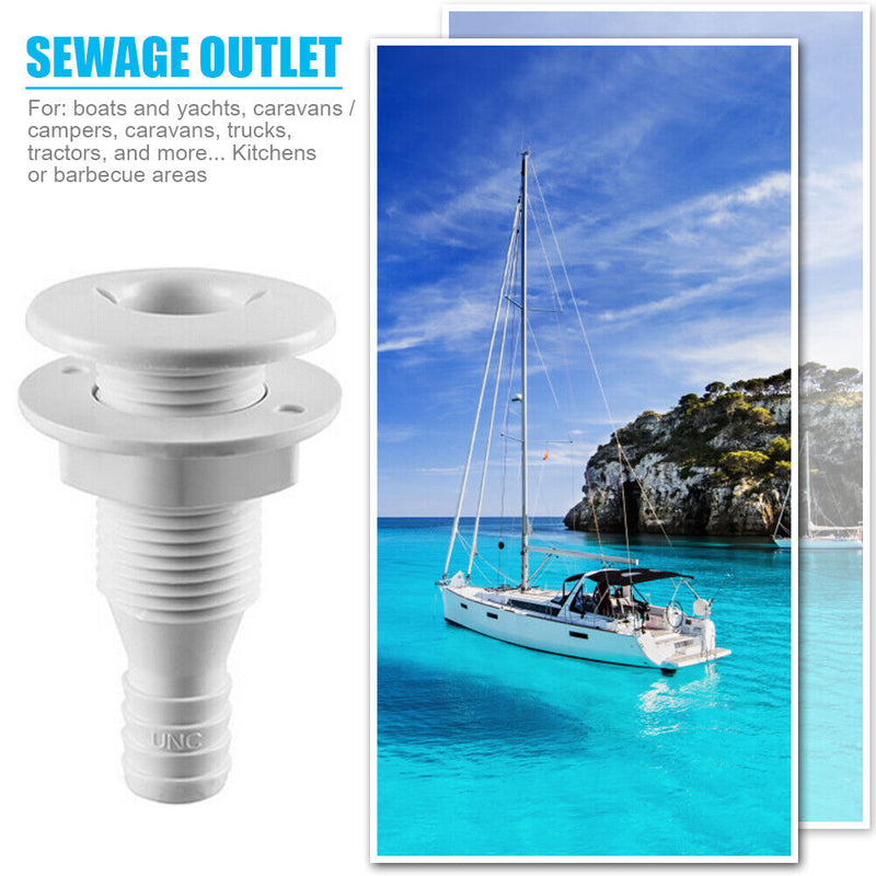 Thru Hull Bilge Pump Drain Vent Hose Fitting for Boat Marine Yachts (1) Newly