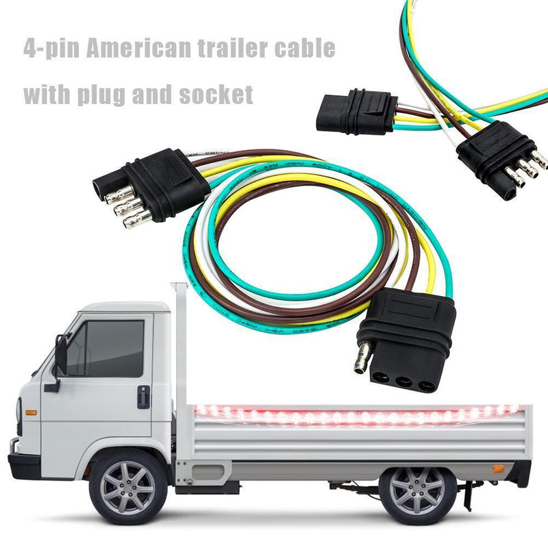 Tirol 2ft Trailer Light Wiring Harness 4 Way Flat 18 AWG Wire Connectors