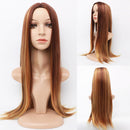 Women Fashion Ombre Brown Human Hair Wigs Brazilian Full Long Straight Front Wi~