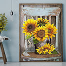 5D DIY Full Drill Round Shape Sunflower Rhinestone Diamond Drawing for Home