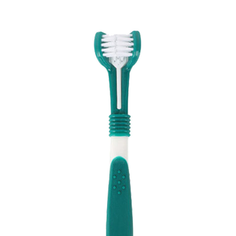 Three Sided Pet Toothbrush Dog Brush Bad Breath Tartar Tool (Dark Green) Newly