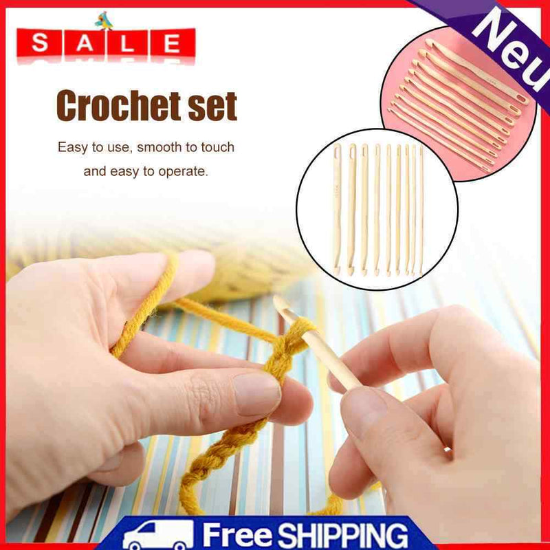 9pcs/set Knitting Needle Home Bamboo Wood Crochet Needles Weaving Sewing Tools