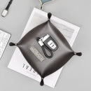 Desktop Organizer Folding Storage Box Leather Tray for Dice Key Coin (E) Newly