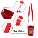Round Messenger Strap Water Bottle Insulated Protective Bag (Red Dog)