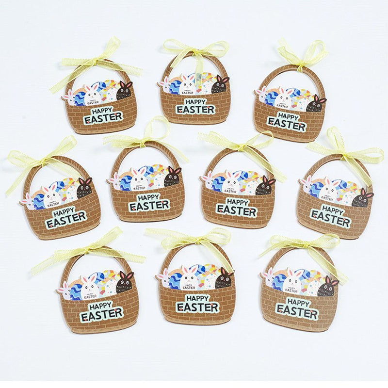 With Bowknots DIY Wood Chips Hanging Ornaments Wooden Craft Easter Decorations